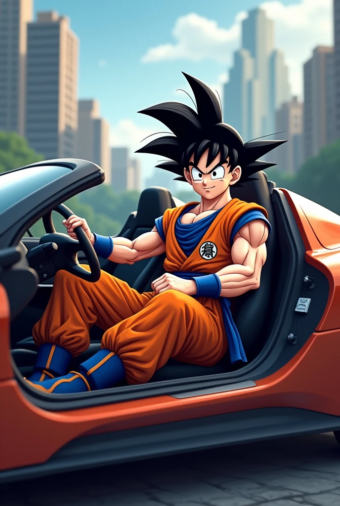 Goku in a car