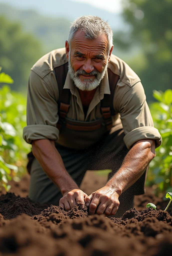man worked in good soil maintenance