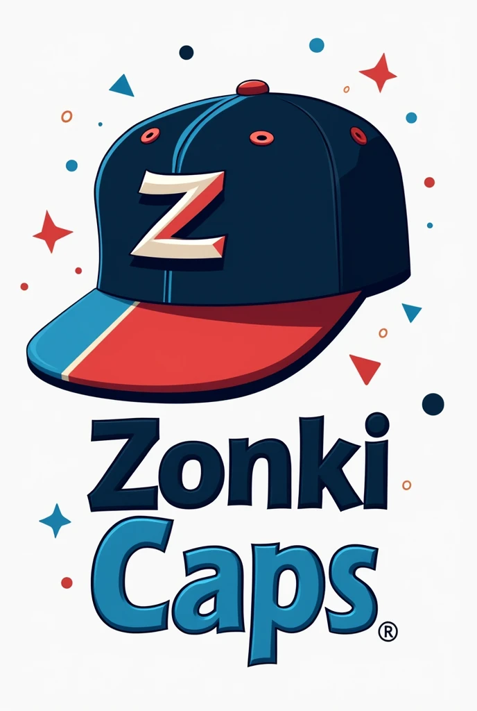 Store name: Zonki Caps Business Description: Store specialized in selling caps.
Desired Style:
Modern and Casual: The logo must reflect a young and cool style, suitable for a cap shop.
colors: colors vibrantes ou contrastantes, como azul, rot, black andwhite, to attract attention and highlight the brand.
fountain: Bold and legible typography, that conveys a sense of confidence and energy.
Elements to Include:
Image of a Cap: It could be a stylized icon of a cap or a design that incorporates the shape of a cap..
Store name: "Zonki Caps" must be highlighted in the logo. It might be interesting to play around with the font style to match the theme of the caps..
Possible Additional: If you find it relevant, a slogan or a small graphic detail that refers to the style or quality of the products.
Other Observations:
The logo must be versatile enough to be used in different formats, like cap labels, websites and social networks.
The design should be simple enough to be recognizable at smaller sizes., but impactful enough to stand out in large formats.