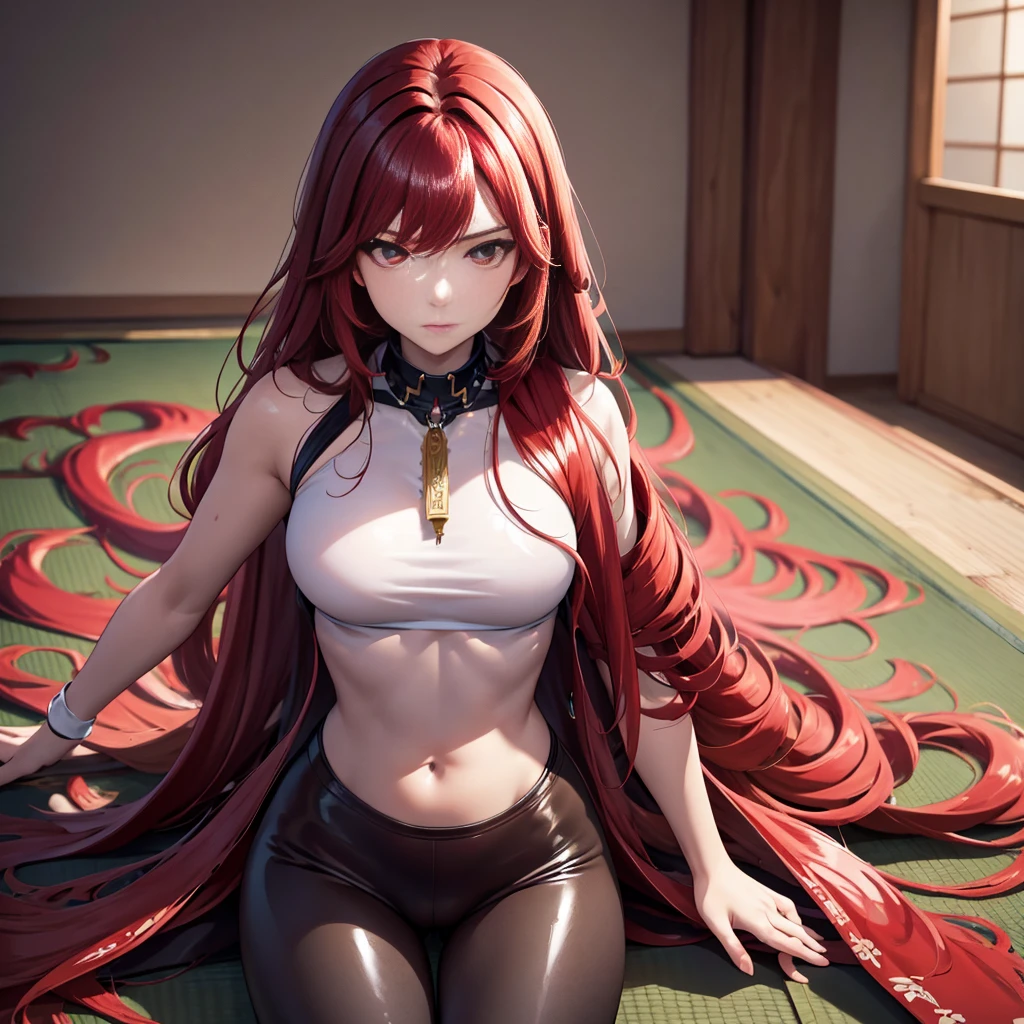 Red hair, hair bobbles, wince, longeyelashes, solid circle eyes, light smile, ear blush, fang, INOUE ORIHIME, sexy bikini, anime art, 18+, fuly body bikini girls, sexy pose, beatifull legs, beatifull bobs., Surrealism, drop shadow, anaglyph, stereogram, tachi-e, pov, atmospheric perspective, 8k, super detail, ccurate, best quality, UHD, anatomically correct, super detail, show her boobs nude:1.2, show her pussy:1.2, spread legs