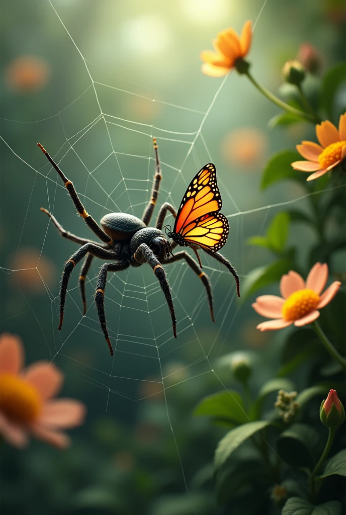 
 spider and a butterfly