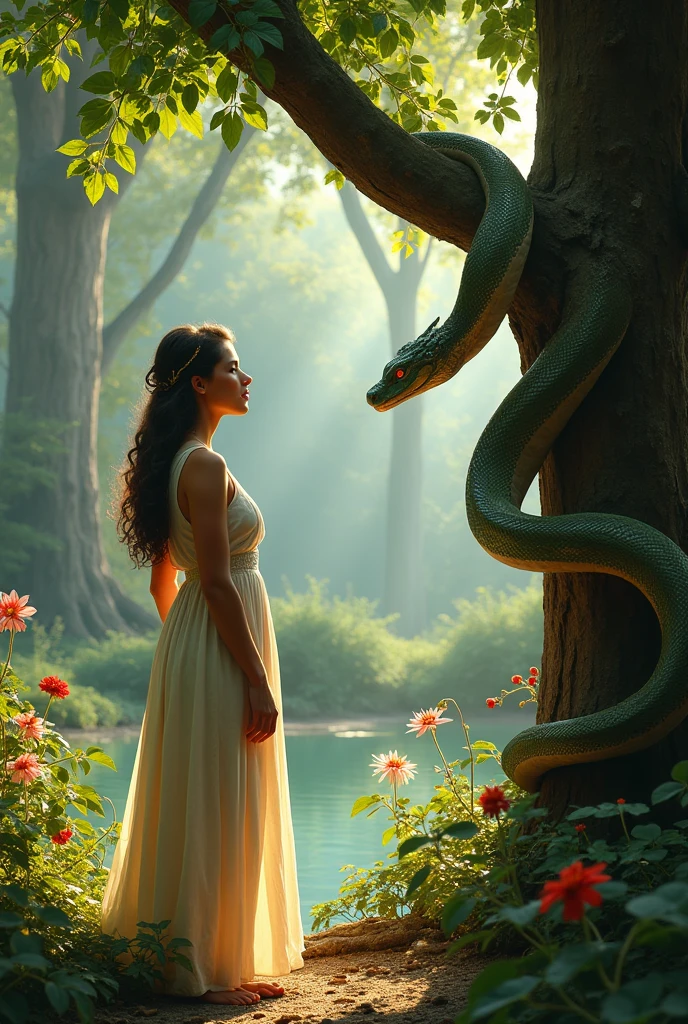 Eve are tempted by the serpent