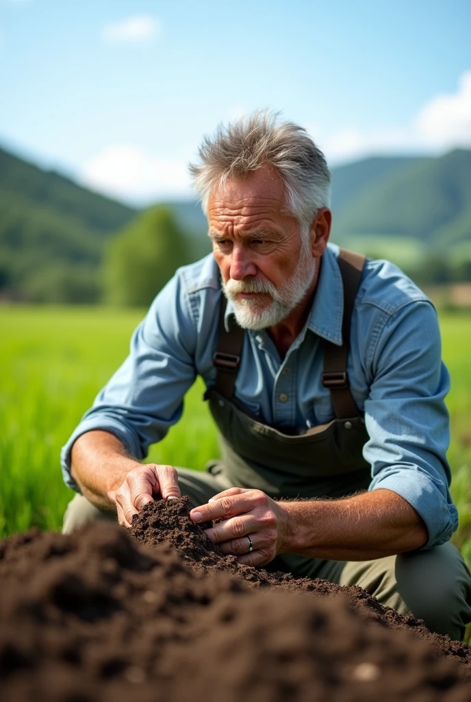 man taking a soil analysis