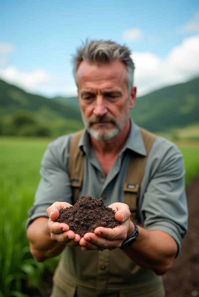 man taking a soil analysis