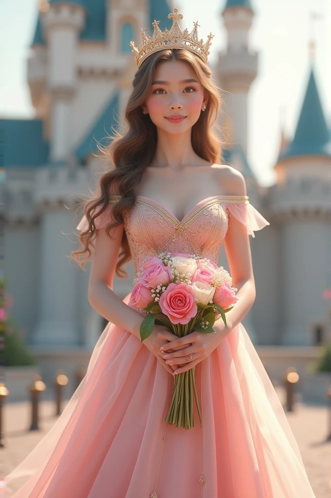 (​masterpiece, best quality:1.5), highest quality, High resolution, super detailed, Realists, Upper body photo of a 22 year old red-haired flower girl, detailed and beautiful eyes, beautiful detailed lips, very detailed eyes and face, longeyelashes, 22-year-old woman in a green short dress made of shiny satin fabric, Beautiful and colorful makeup, elegant and noble々Pose,shiny satin headband, grind, Holding flowers, Gardens as background, soft daylight, bright colors, fine brushstrokes, Portrait style, Noble details in the dress fabric, beautiful color palette, glowing skin, First-class rendering, that captures every detail, enchanting atmosphere, subtle shadows and lights, (perfect anatomy:1.2), (The stunning 22-year-old flower girl carries a basket of rose petals. Looks surprised (magnificent panorama view:1.2)
