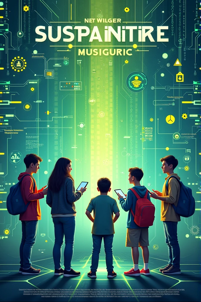 background:%20Use%20a%20vibrant,%20tech-inspired%20background,%20possibly%20incorporating%20digital%20motifs%20such%20as%20binary%20code,%20circuit%20patterns,%20or%20abstract%20network%20lines.%20A%20mix%20of%20green%20and%20blue%20colors%20could%20signify%20both%20digital%20technology%20and%20sustainability.%0A2.%20Title%3A%20Place%20the%20title%20at%20the%20top%20of%20the%20poster%20in%20bold,%20modern%20font.%0AConsider%20using%20a%20gradient%20color%20or%20digital-style%20font%20to%20enhance%20the%20tech%20theme.%0A3.%20Central%20Image%3A%20Include%20a%20large,%20central%20image%20of%20diverse%20young%20people%20using%20digital%20devices%20(like%20smartphones,%20tablets,%20and%20laptops).%0AThe%20image%20could%20show%20them%20in%20a%20collaborative%20setting,%20symbolizing%20the%20collective%20effort%20toward%20sustainable%20development.%0A4.%20Icons%3A%20Scatter%20icons%20around%20the%20poster%20representing%20key%20concepts%20like%20sustainability%20(recycling%20symbols,%20green%20leaves),%20technology%20(smartphones,%20Wi-Fi%20signals),%20and%20progress%20(upward%20arrows,%20graphs). like sustainability (recycling symbols, green leaves), technology (smartphones, Wi-Fi signals), and progress (upward arrows, graphs).
5. Text Sections: Divide the poster into sections with subheadings like
"Digital Literacy," "Sustainable Development Goals," "Youth
Empowerment," and "Technological Innovation." Use brief, impactful bullet points or infographics to convey the message.
6. Call to Action: At the bottom, include a call to action like "Join the Movement!" or "Empower the Future!" along with contact information, website links, or QR codes.
7. Logos and Sponsors: If applicable, include logos of partnering organizations or sponsors at the bottom of the poster.