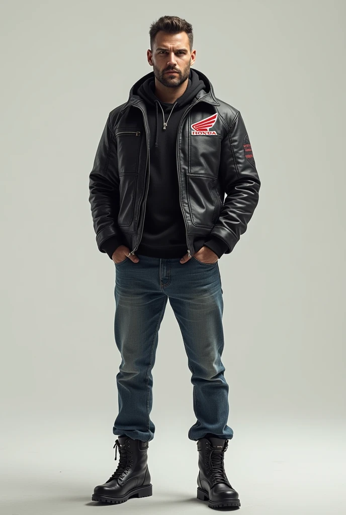 Image of a man with the Honda motorbike logo