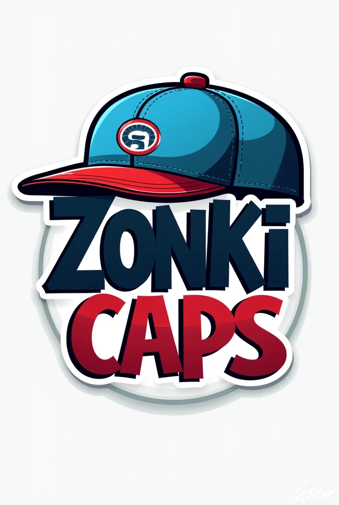 Store name: Zonki Caps Business Description: Store specialized in selling caps.

Desired Style:

Modern and Casual: The logo must reflect a young and cool style, suitable for a cap shop.
colors: colors vibrantes ou contrastantes, como azul, rot, black andwhite, to attract attention and highlight the brand.
fountain: Bold and legible typography, that conveys a sense of confidence and energy.
Elements to Include:

Image of a Cap: It could be a stylized icon of a cap or a design that incorporates the shape of a cap..
Store name: "Zonki Caps" must be highlighted in the logo. It might be interesting to play around with the font style to match the theme of the caps..
Possible Additional: If you find it relevant, a slogan or a small graphic detail that refers to the style or quality of the products.
Other Observations:

The logo must be versatile enough to be used in different formats, like cap labels, websites and social networks.
The design should be simple enough to be recognizable at smaller sizes., but impactful enough to stand out in large formats.