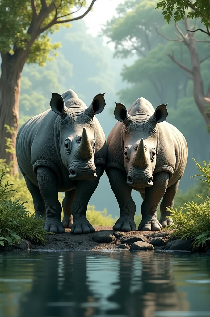A couple of rhinos