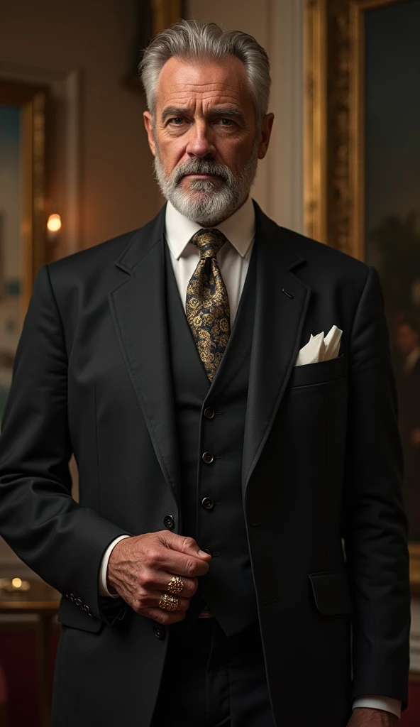 Victor is a tall, middle-aged man in his late 40s, always dressed in luxurious garments. His tailored suits are made of fine fabrics, and he often wears a gold ring to symbolize his success. He has a neatly trimmed beard and a stern, serious expression, with sharp eyes that are always calculating. Show Victor’s transformation as he begins to question his cold approach to life. Write about his decision to use his riches to help others, inspired by Lily’s kindness.