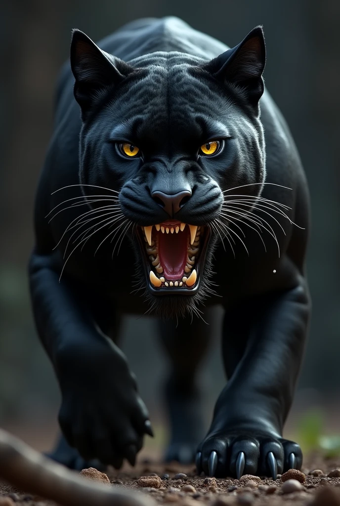 Angry female black panther