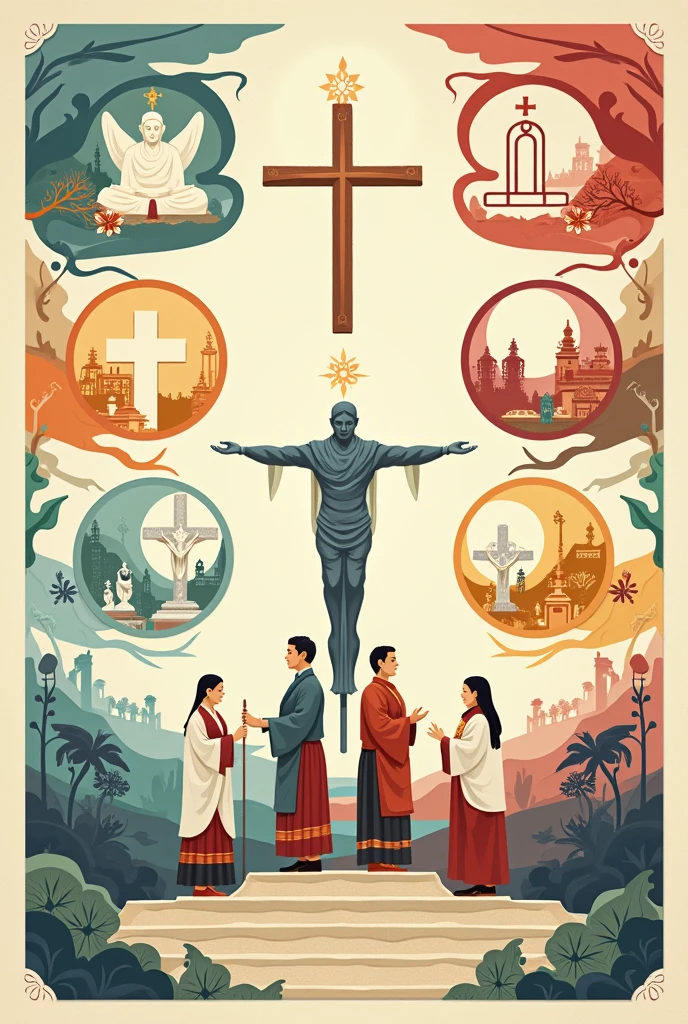 Make a poster that contains the differences between the 6 religions in Indonesia 