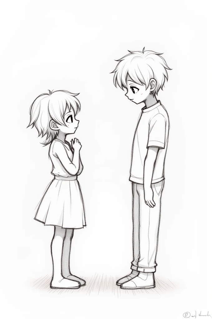 Girl looking at boy sketch