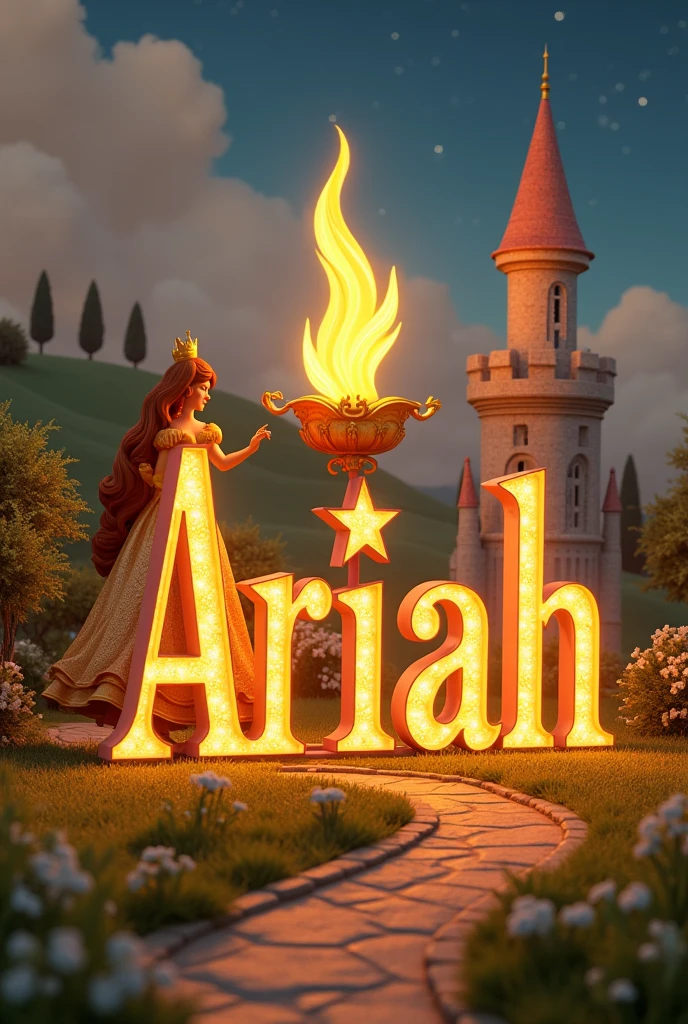 Image of the name "Ariah" in 3d belle character theme designed in each letter