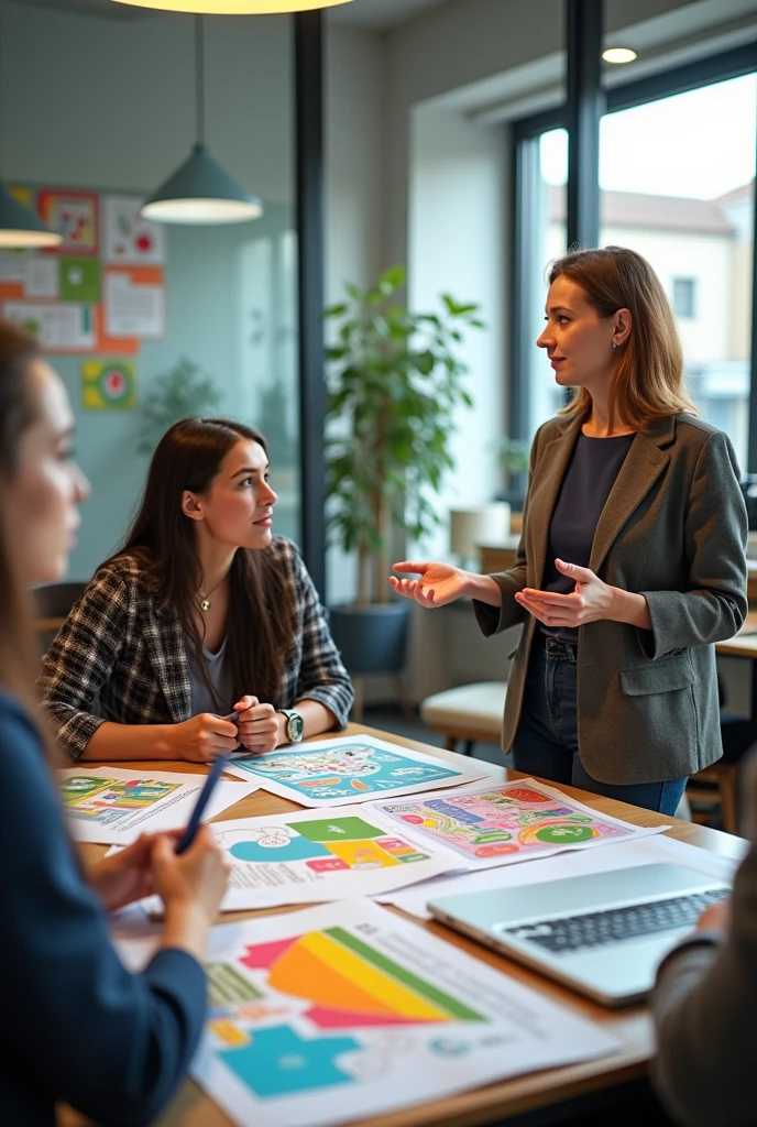 Despite skepticism, Sara convinces her colleagues with data on energy savings and environmental impact. They start creating posters and plans for the campaign.
