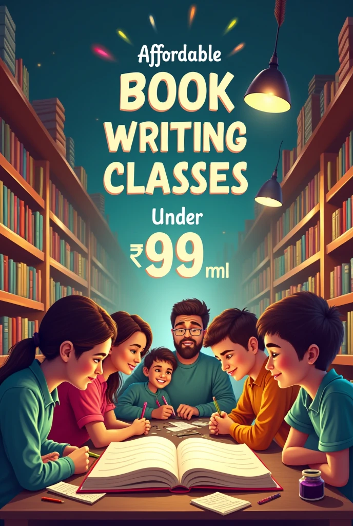 Book writing classes under 99 rupees make a poster