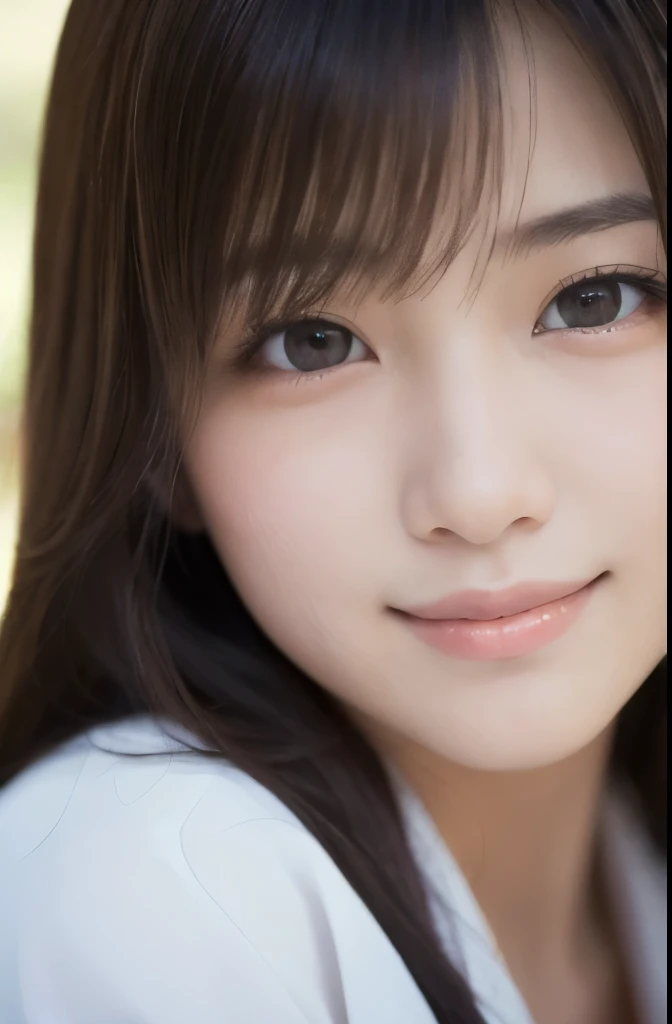 best quality, face focus, soft light, ultra high res, (photorealistic:1.4), RAW photo,(Shinozaki Ai), white skin, kawaii,
1 Japanese girl, solo, cute, smile, (pupil, lights in the eyes), detailed beautiful face, Medium-sized breasts,(high resolution detail of human skin texture),(long hair),(portrait), upper body, white traditional kimono