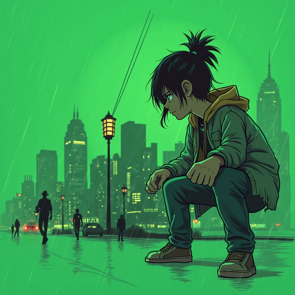 The boy sitting, smoking cigarette, anime,beside the river, sunset time, high resolution,