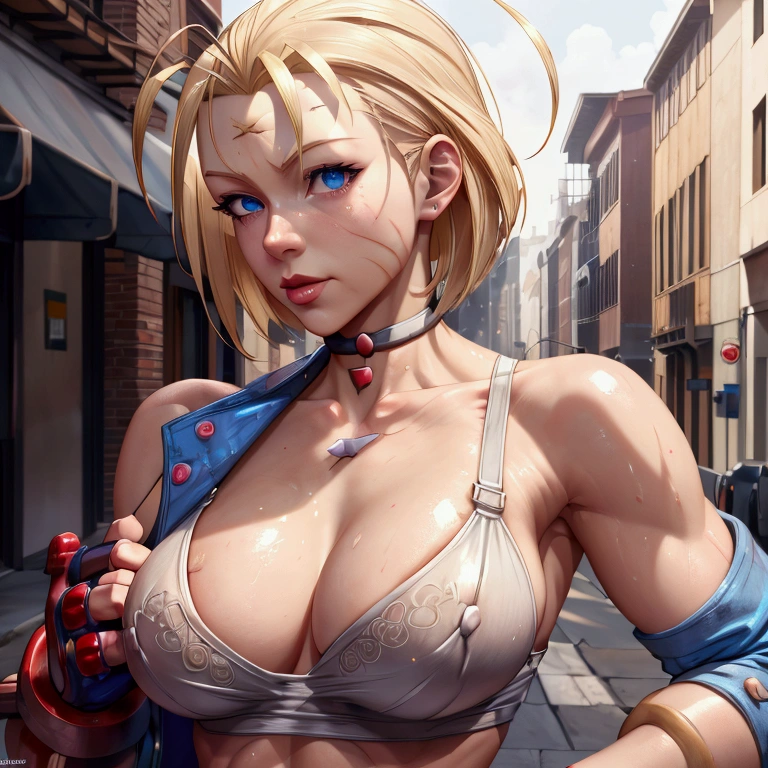 A realistic babe, cammy white, street fighter 6, perky breasts,