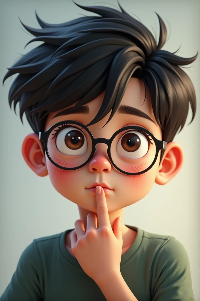 a boy wearing glasses