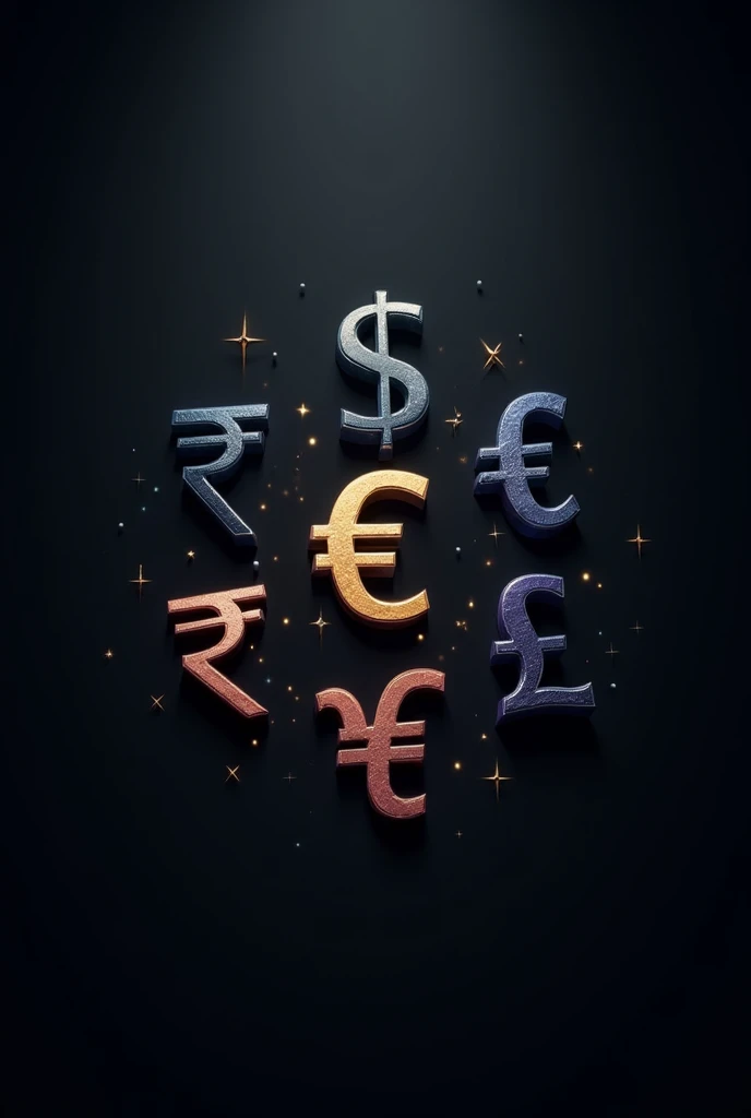 The Wallpaper should have elements such as Famous Currency symbols like USdollar,yen,rupee,British pound and many more. The Wallpaper should be made For Dark Mode Setting.