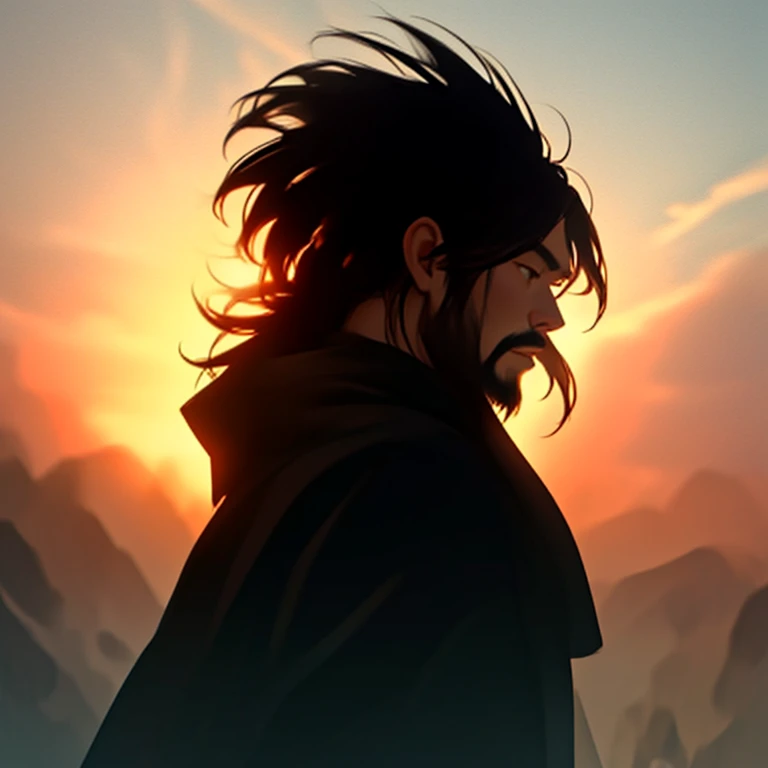 a bearded man in a black robe, Old Mongolian , tengri, omar shanti himalaya tibet, Chiba Yudai, SCI - Mongol People of Fi., profile picture, at dawn, Jama Jurabaev, shaman punk, Profile picture, Ash Thorp Khyzyl Saleem, reddit post