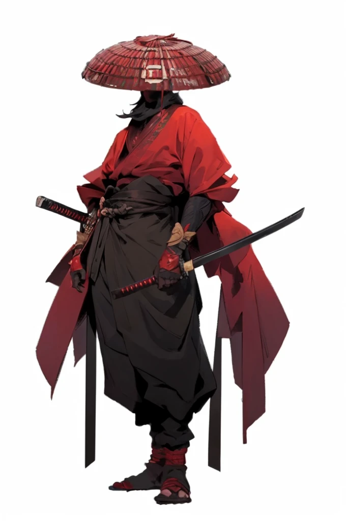 ((samurai)), (((red samurai hat))) masterpiece, best quality, highres 64k, professional artwork, famous artwork, clean, 