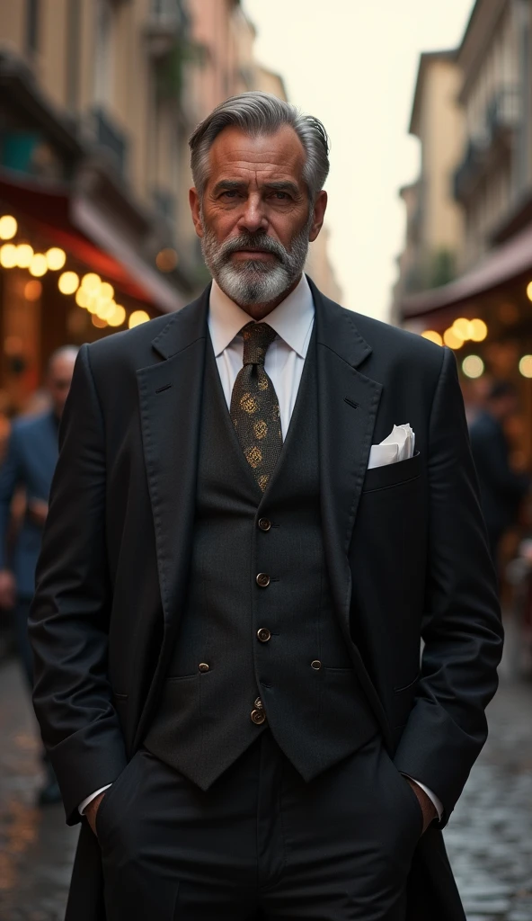 Victor is a tall, middle-aged man in his late 40s, always dressed in luxurious garments. His tailored suits are made of fine fabrics, and he often wears a gold ring to symbolize his success. He has a neatly trimmed beard and a stern, serious expression, with sharp eyes that are always calculating. Write the final scene where Victor revisits the market, not to buy or flaunt his wealth, but to give back to the community, carrying Lily’s lesson with him