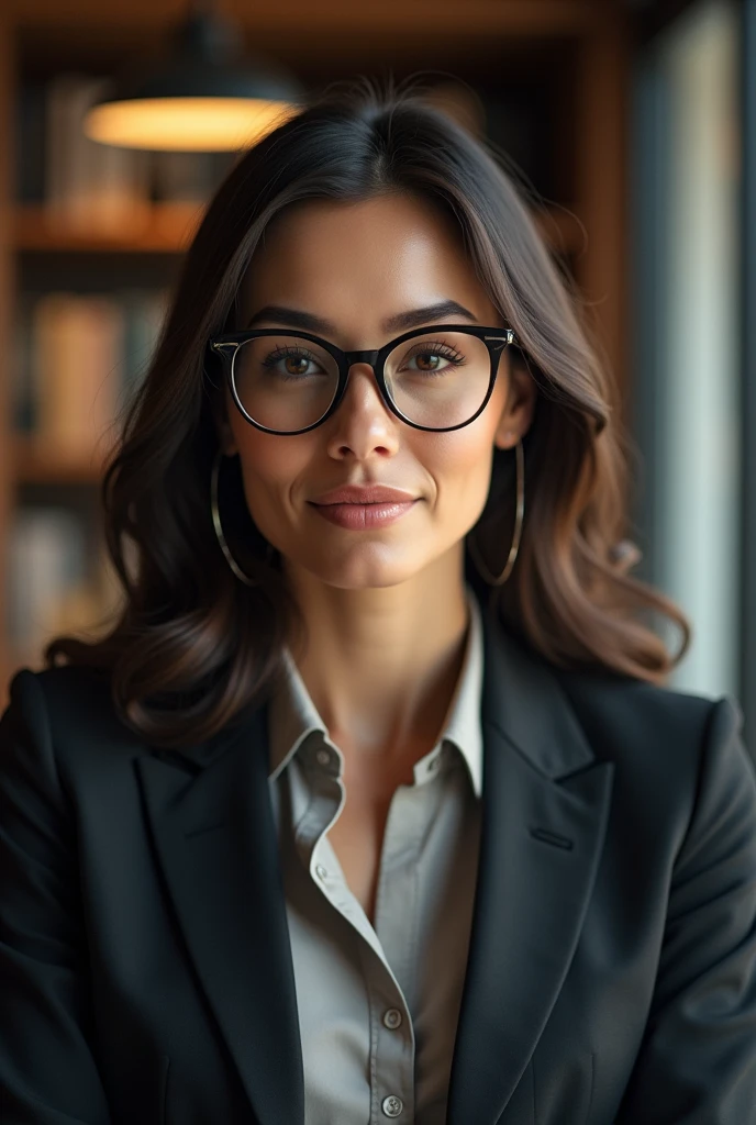 creator woman which looks smart with glases in a profecional position
