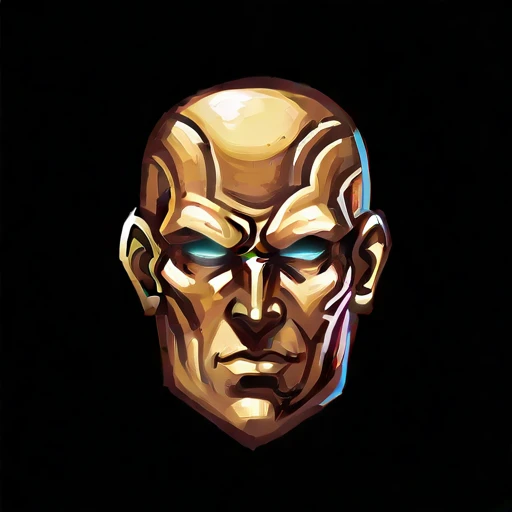 game icon institute, snes game icon, an human head shape with a strong spirit, fantasy, medieval rpg, black background