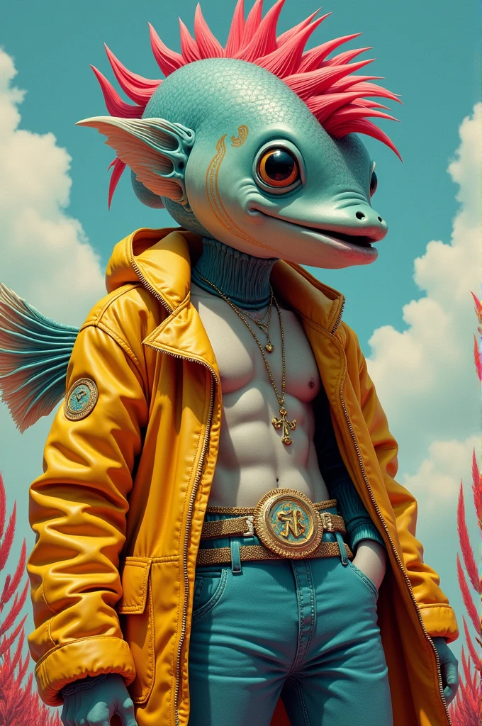 Human fish with foot dressed in trap singer Raffa Moreira's clothes