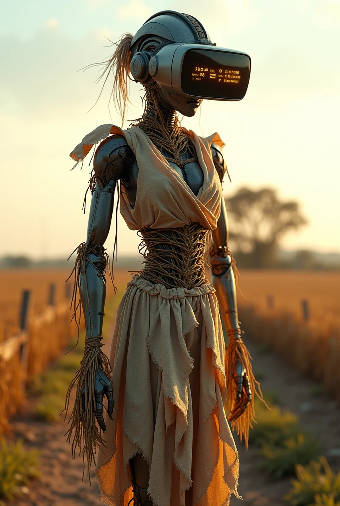 Create a scarecrow image using a smartwatch and a headset