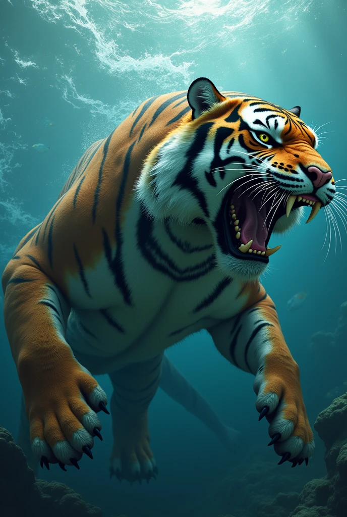Bengal tiger fused with a megalodon