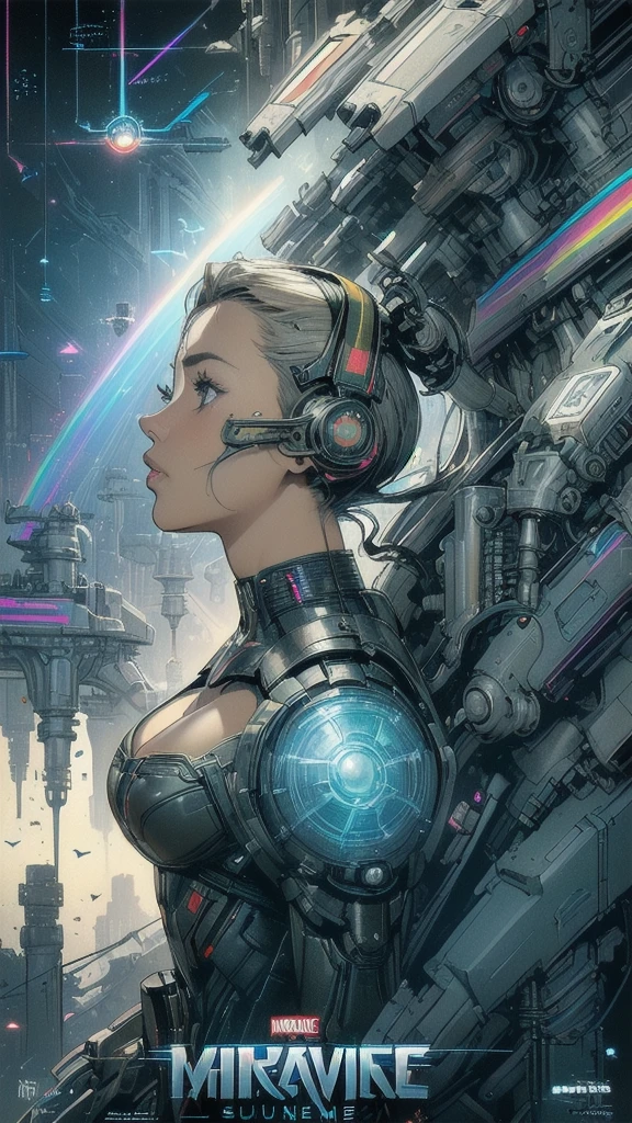 (((masterpiece, highest quality))),(((solo:1.2))),(((1girl:1.2))),32k wallpaper, very detailed, poster, vintage science fiction,(((((geometric cinematic movie poster))))), ((((bauhaus)))),(((abstract))),((((mid century modern)))),(((((portfolio))))),(((((Close-up))))),(((((bust up))))),((((more various angle)))),(((highlight))),(((complete. detailed face))),(((Extremely talented))),(((most complecated machine))),(((Overall colorfully))),((((((Absolutely simple background)))))),(((((detailed futuristic machine))))),(((Cleavage))),(((marvel super heroes))),(((rainbow color scheme)))