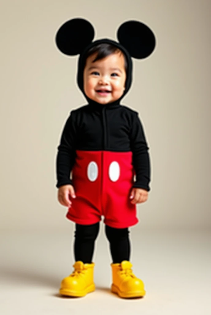 Full-body portrait of a 2-****-********* standing wearing a Mickey Mouse costume