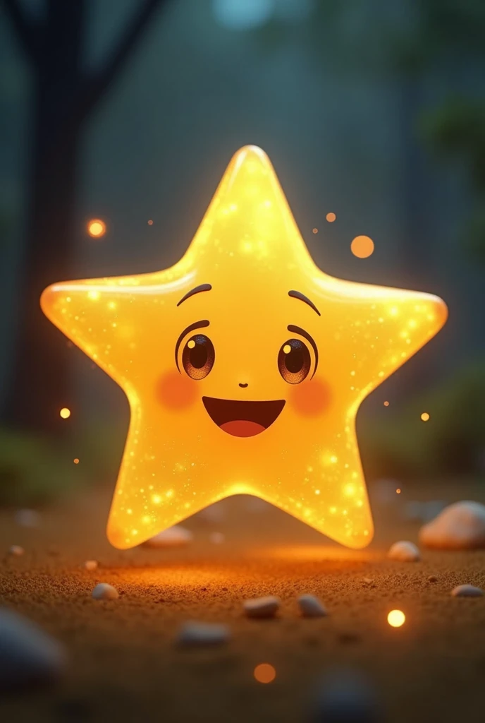 Animated golden star with eyes and little mouth