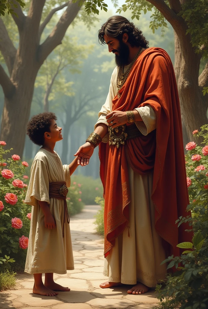 Mephibosheth as a child with handsome King David