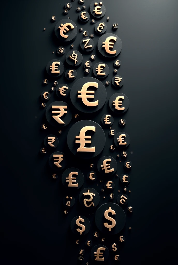 The Wallpaper should have elements such as Famous Currency symbols like USdollar,yen,rupee,British pound and many more. The Wallpaper should be made For dark themeed Mode Setting.