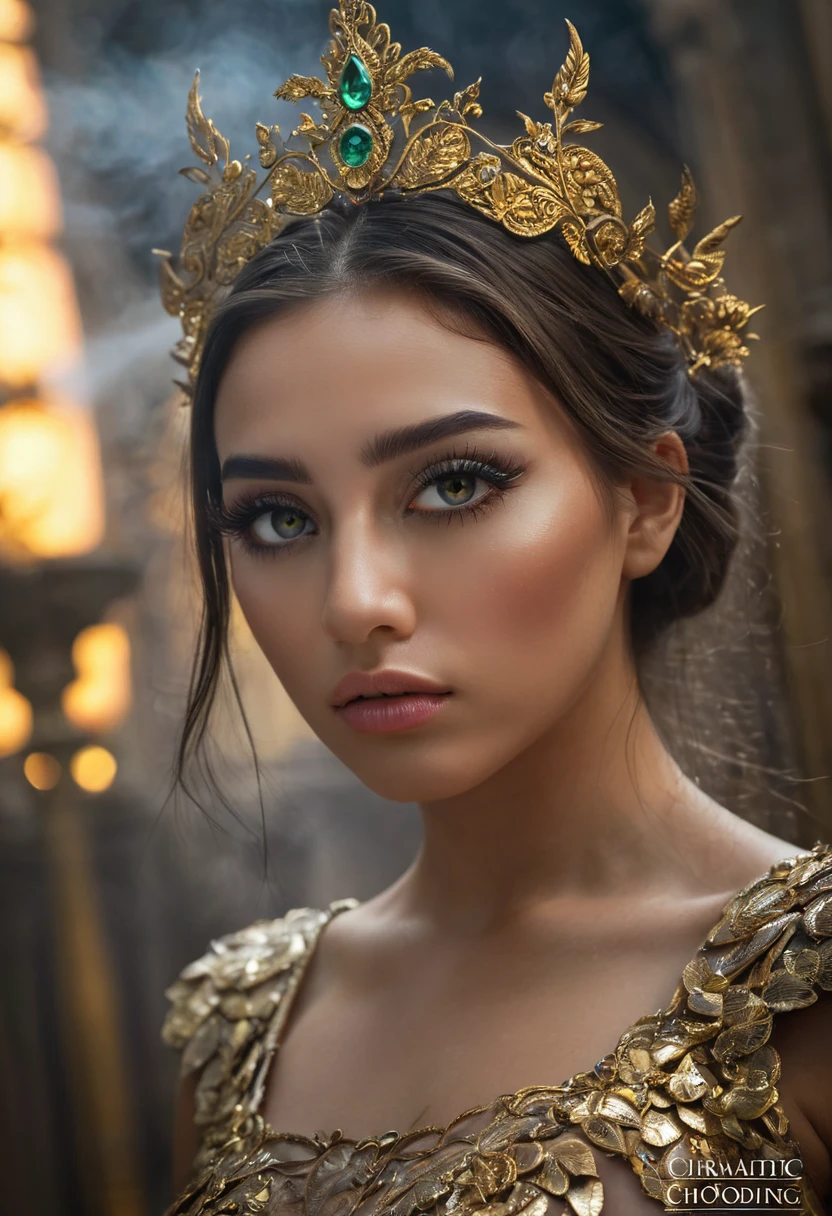 a fantastical battle between gods and fallen angels, highly realistic, beautiful detailed eyes, beautiful detailed lips, extremely detailed eyes and face, long eyelashes, dramatic lighting, dark and moody atmosphere, volumetric fog, dramatic camera angle, epic cinematic composition, glowing energy effects, intricate angelic and demonic designs, ornate architectural elements, rich color palette, dramatic chiaroscuro lighting, hyper-detailed rendering, masterpiece, best quality, 8k, highres, photorealistic