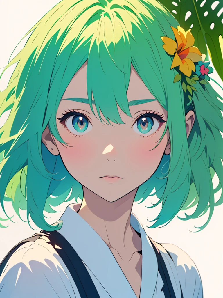 (highest quality,masterpiece,High resolution),4K Anime Art,((Background Art)),(((Only tropical flowers and plants are drawn))),(Blank Background),((White Background),