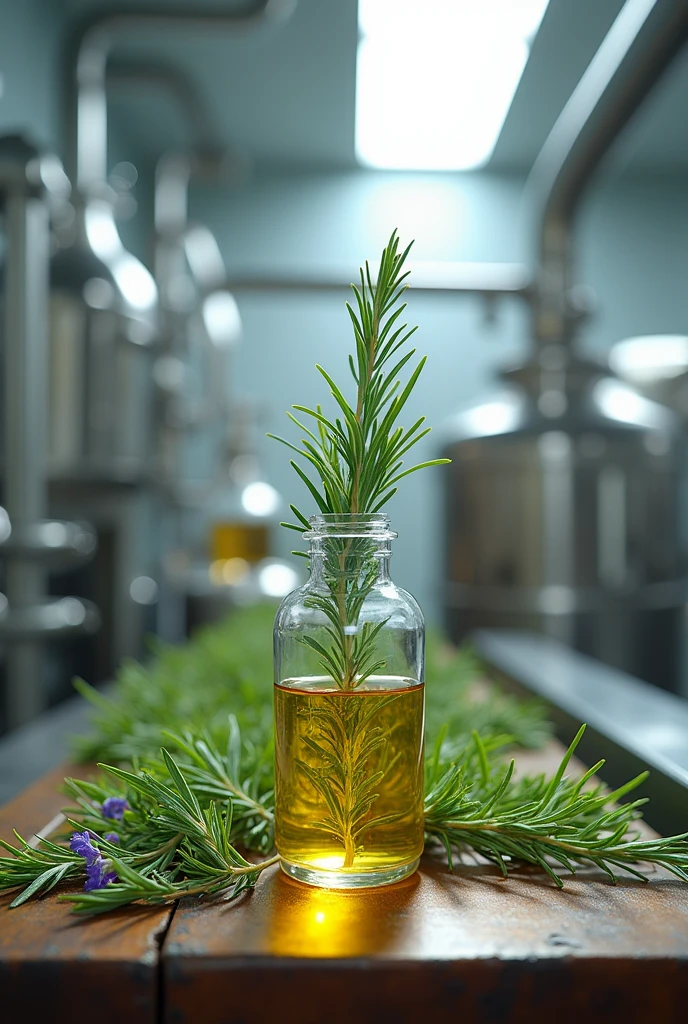Can you generate an image for me of the rosemary essential oil extraction process step by step??