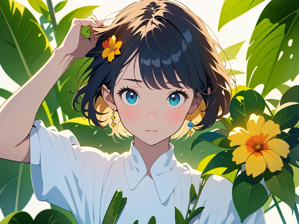 (highest quality,masterpiece,High resolution),4K Anime Art,((Background Art)),(((Only tropical flowers and plants are drawn))),(Blank Background),((White Background),
