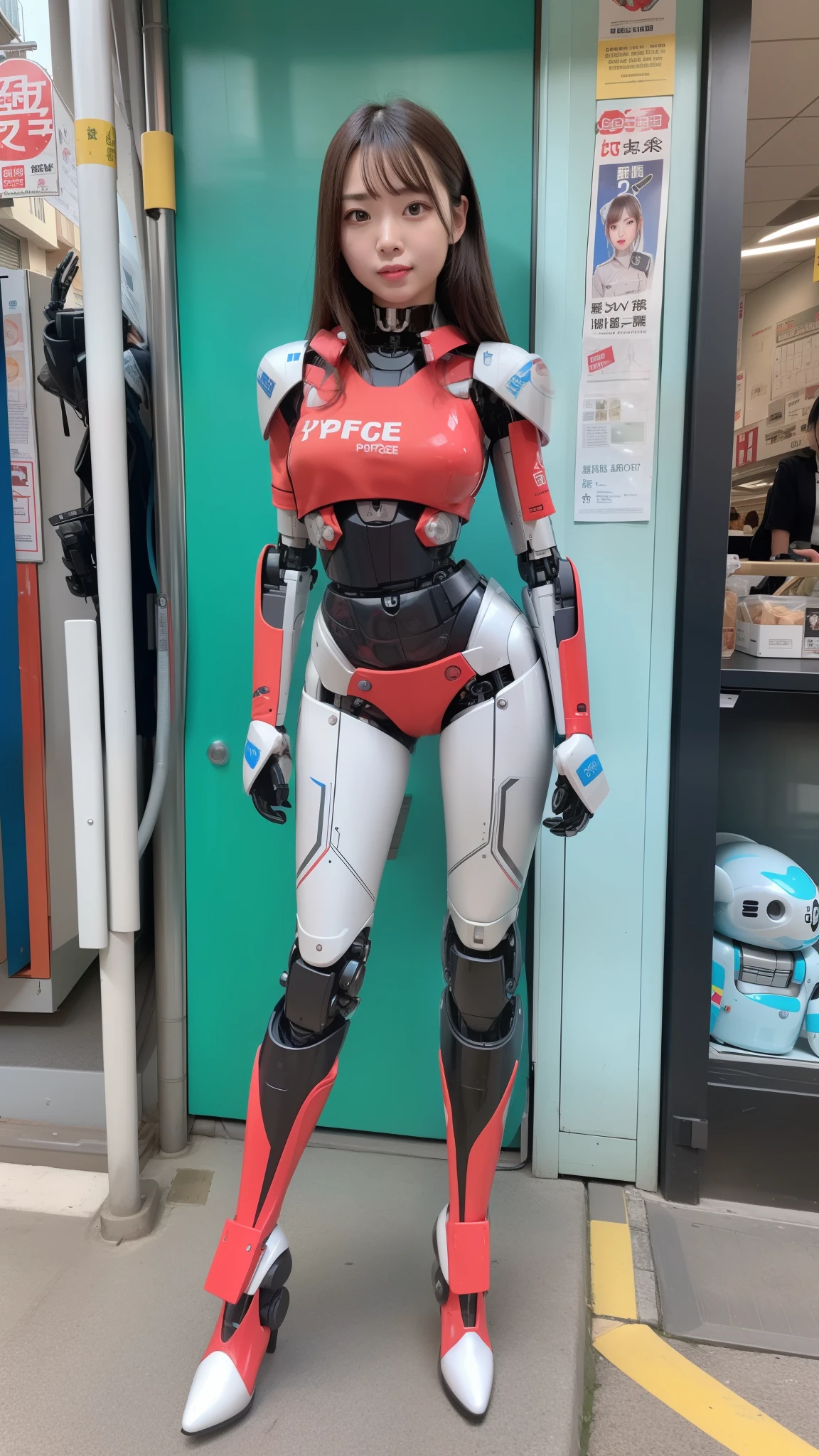 one robot woman, hyperdetailed face, Super well-formed face, armored robot, Police, robot, perfect-female-robot, perfect-mechanical-body