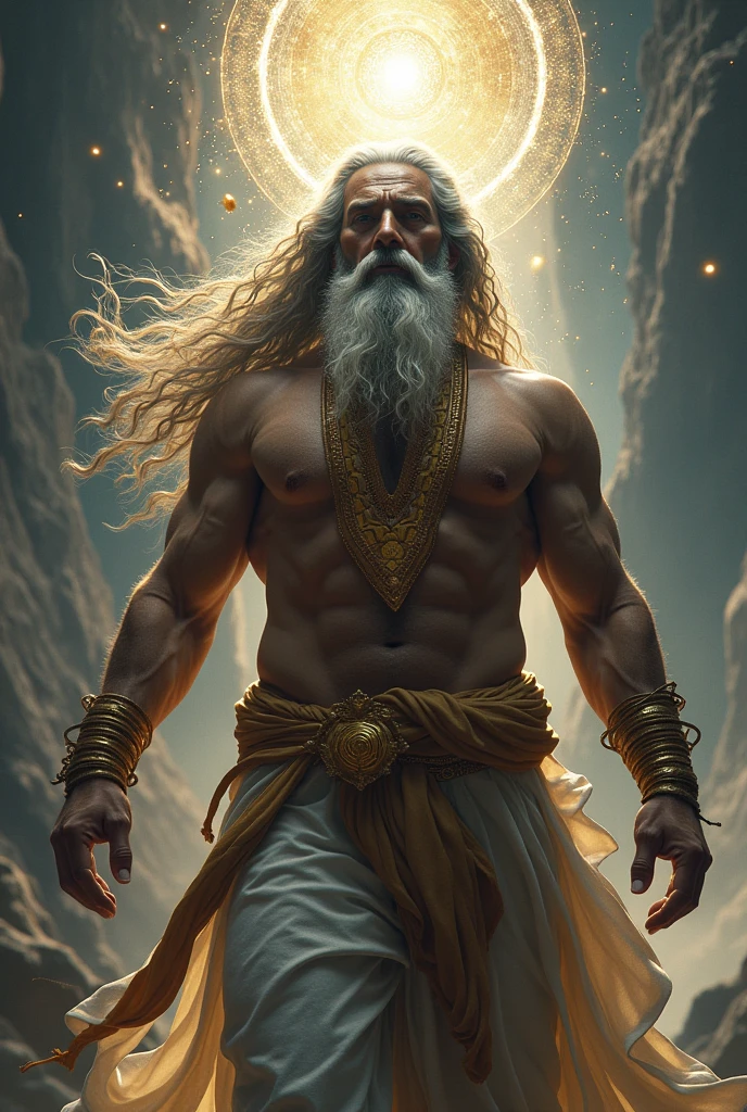 Spiritual yogi having long hair and beard enlightenment with kundali mascular powerful third eye , look like shiv the gid of yoga and destroyer