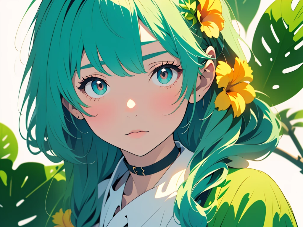 (highest quality,masterpiece,High resolution),4K Anime Art,((Background Art)),(((Only tropical flowers and plants are drawn))),(Blank Background),((White Background),