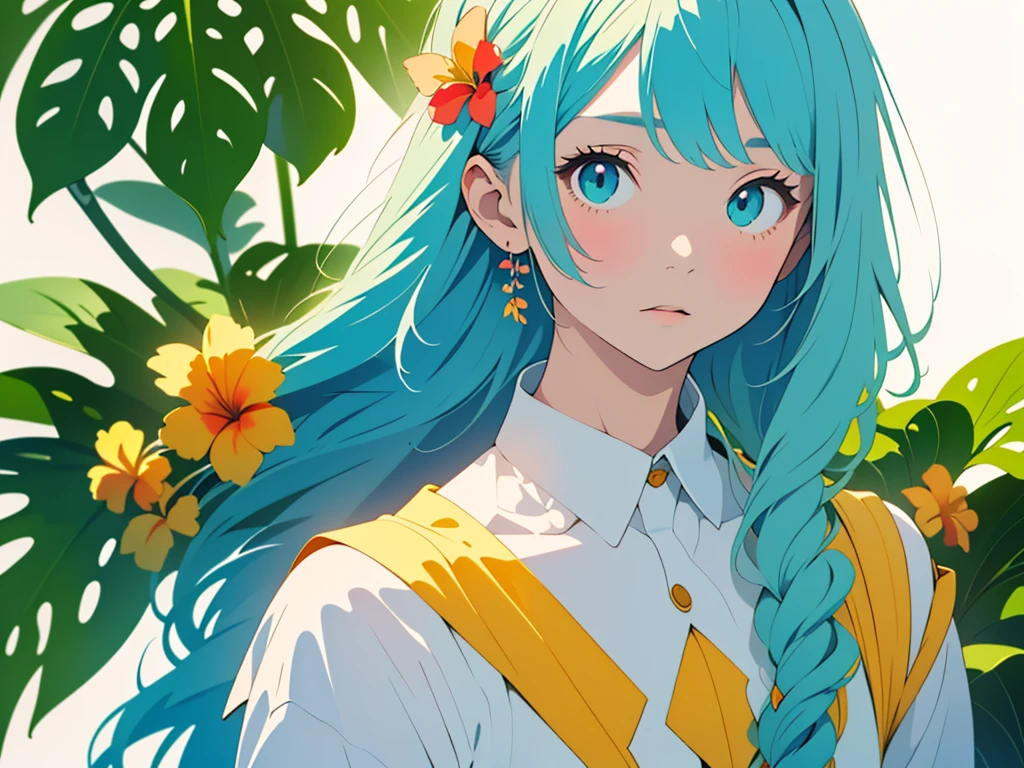 (highest quality,masterpiece,High resolution),4K Anime Art,((Background Art)),(((Only tropical flowers and plants are drawn))),(Blank Background),((White Background),