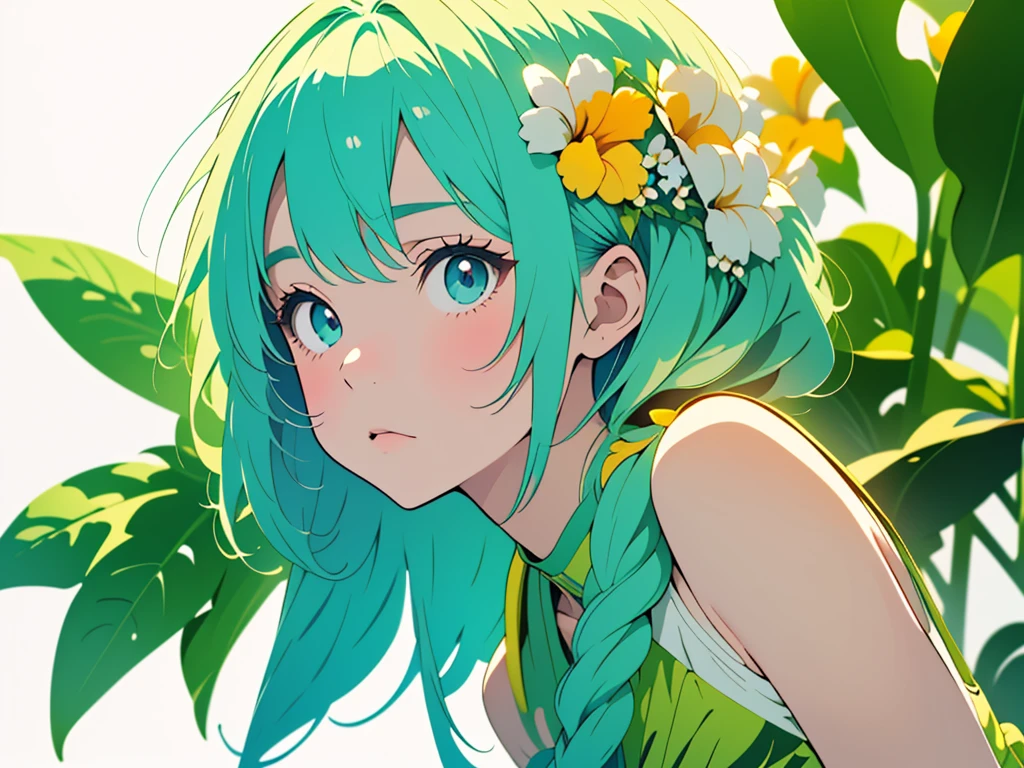 (highest quality,masterpiece,High resolution),4K Anime Art,((Background Art)),(((Only tropical flowers and plants are drawn))),(Blank Background),((White Background),