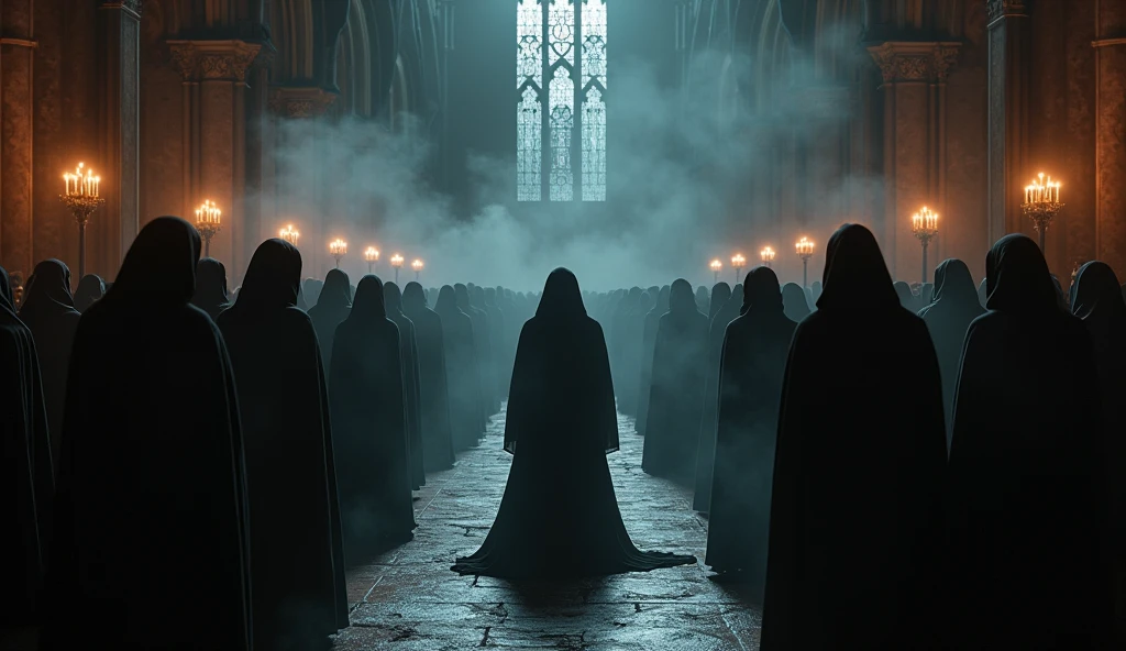 8k、(number々の賞を受賞したmasterpiece、Incredible detail、Texture、Maximum details), (summoning magic),(Late Night Erection (Erechtheion) - Greece), (dark organization)arafed image of a group of people in a church with candles,lit candle, dark cinematic concept art, elegant cinematic fantasy art, photorealistic dark concept art, by Beeple, dark robes, wojtek fus, gothic epic library concept, gothic epic library, epic cinematic concept art, dark concept art, Beeple and mike winkelmann, symmetrical epic fantasy art, High resolution, masterpiece, Highest quality, Intricate details, Very detailed, Clear focus, practical skin texture, texture, Shot with Canon, 85mm, Shallow and deep, Kodak Vision Color, Exactly, Very detailed, photograph_\(Extremist\), photographpractical, practical, Post-processing, Maximum details, Roughness, Real Life, Extremist practical, Photorealism, photographgraphy, 8K Ultra HD, photographgraphy