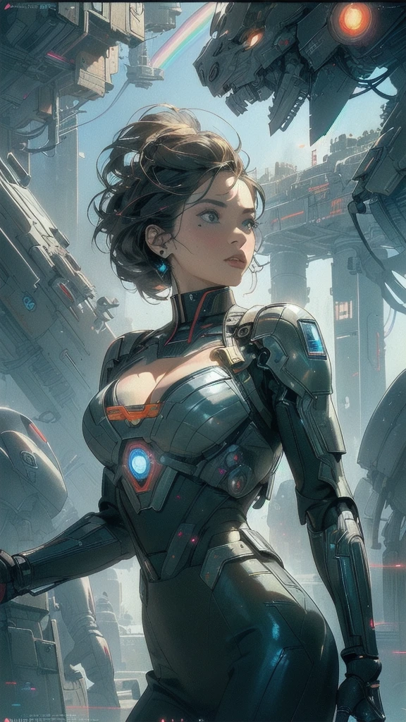 (((masterpiece, highest quality))),(((solo:1.2))),(((1girl:1.2))),32k wallpaper, very detailed, poster, vintage science fiction,(((((geometric cinematic movie poster))))), ((((bauhaus)))),(((abstract))),((((mid century modern)))),(((((portfolio))))),(((((Close-up))))),(((((bust up))))),((((more various angle)))),(((highlight))),(((complete. detailed face))),(((Extremely talented))),(((most complecated machine))),(((Overall colorfully))),((((((Absolutely simple background)))))),(((((detailed futuristic machine))))),(((Cleavage))),(((marvel super heroes))),(((rainbow color scheme)))