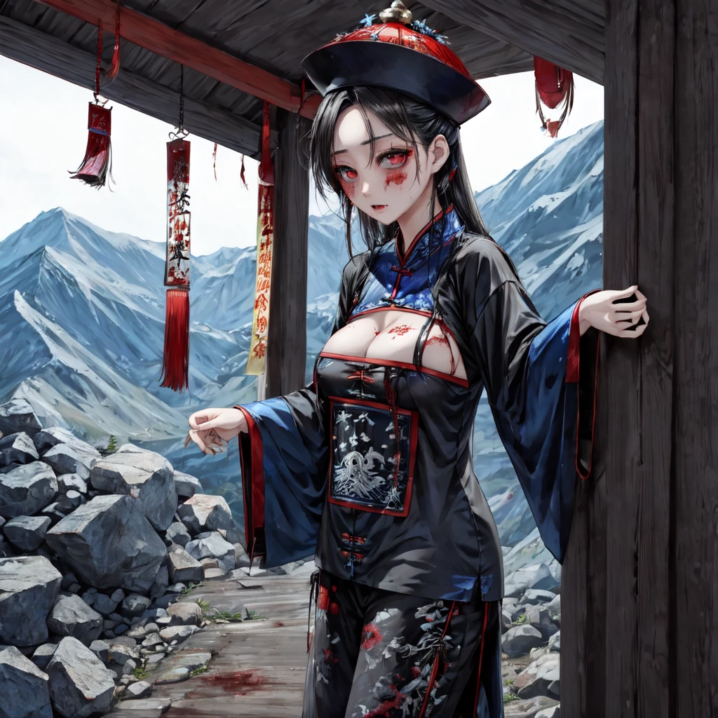 zombie,Chinese style,Clothes are tattered,Large ,,deep mountain,